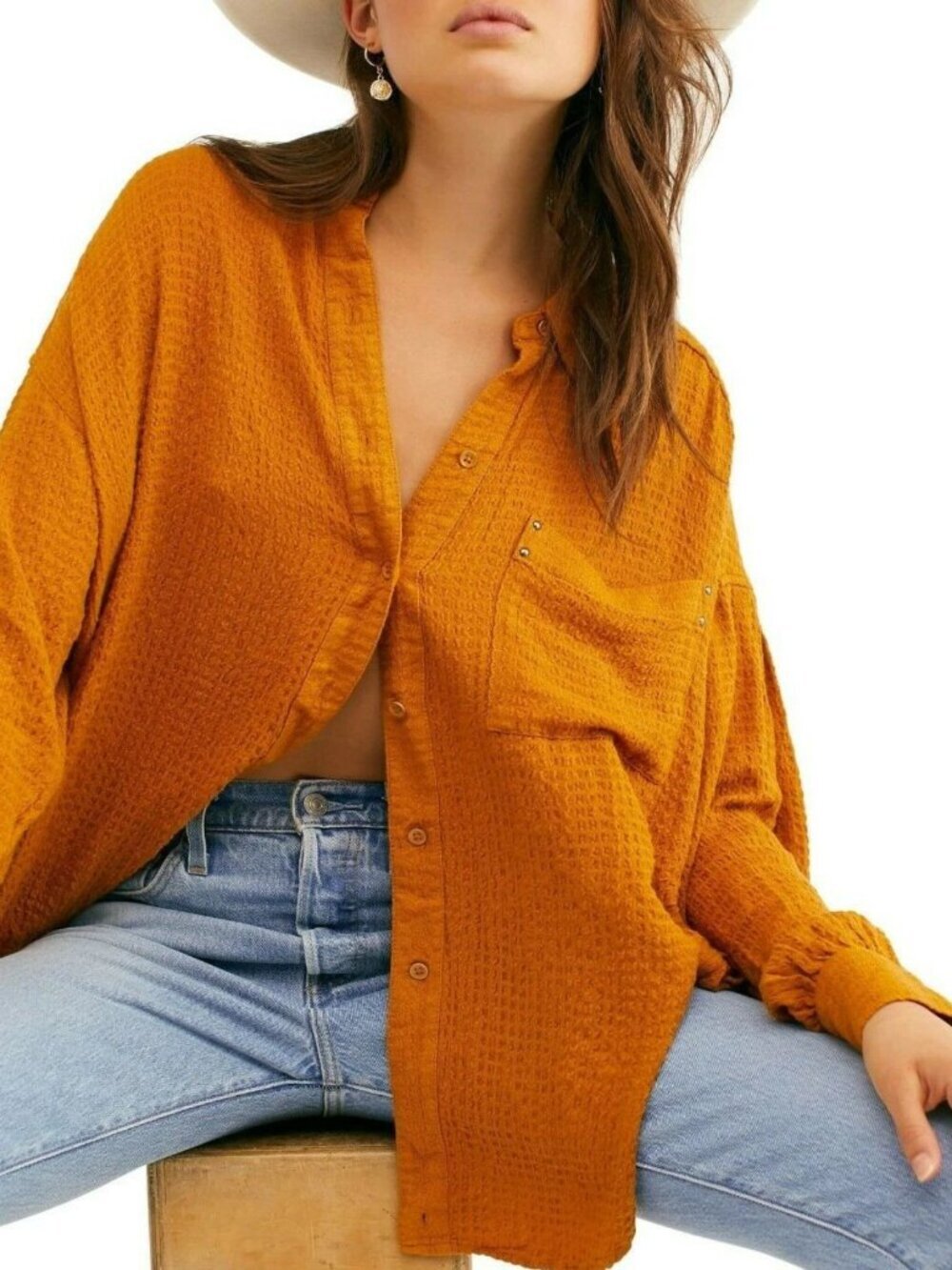 Free People We The Free Hidden Valley Button-Down Shirt Size Small 36539
